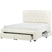 Beliani LIEVIN - Bed met opbergruimte - Crème - 160 x 200 cm - Fluweel