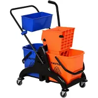 HOMCOM schoonmaakwagen met dubbele emmer - Reinigingswagen - Mopemmer
