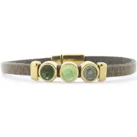 Qoss Taupe Armband Merel Dennengroen | Goud - Maat L