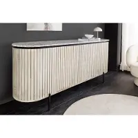 Invicta Massief dressoir ADLON 170 cm grijs geborsteld mangohout met wit marmeren blad - 47694