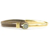 Qoss Taupe Armband Coco Mosgroen | Goud - Maat M