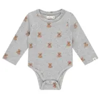 A Tiny Story romper grijs/bruin Jongens Stretchkatoen Ronde hals All over print - maat 74