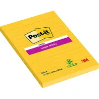 Post-It Super Sticky Notes 101 x 152 mm Geel Rechthoekig Gelinieerd 6 Stuks à 75 Vellen