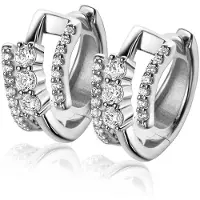 Zinzi 16mm zilveren multi-look oorringen met 3 rijen, bezet met witte zirconia's 9mm breed met luxe klapsluiting ZIO2645