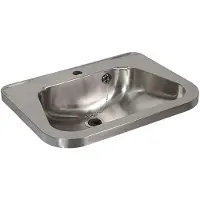 SANELA - Wastafel met overloop 560x420 mm, met kraangat, roestvrij staal SLUN 26