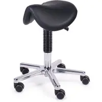 Mtm zadelkruk ATLA 160-A - zwart smal zadel - kunstleer - aluminium kruisvoet - wielen - 47/62 cm