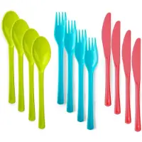 PlasticForte Bestek set van kunststof - 48x stuks - herbruikbaar plastic - 19 cm - BBQ / Verjaardag / Camping / Party - messen - vorken - lepels