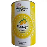 Kajal Magic Bubble Pearls – Mango Popping Boba, 400g | Sappige Poppende Vruchtparels met Mangosmaak voor Bubble Tea, Mocktails, Desserts en Meer met Sticker