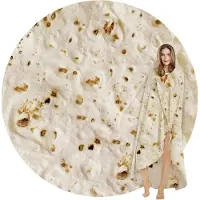 BOTC Burritos Tortilla Deken - Grappig Nieuwtje - Reuze Tortilla's Ronde Zachte Dekens - Voor Volwassenen en Kinderen - 1,2 m - Beige