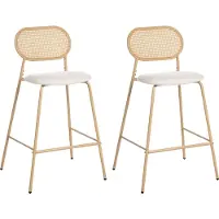 Beliani ADAVER - Barkruk set van 2 - Lichtbeige - IJzer