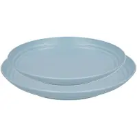 PlasticForte camping borden set - blauw - kunststof - 2 soorten - 12x stuks - onbreekbaar servies - platte bordjes