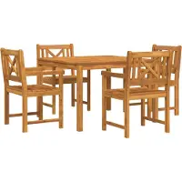 vidaXL Tuin Eettafel Set 5 st Bruin Massief acaciahout
