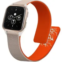 Kwmobile sporthorloge band geschikt voor Garmin Venu Sq 2 Music / Sq 2 / Vivoactive 6 / Vivoactive 5 bandje - Smartwatch of activity tracker polsband - Met magneetsluiting - In beige / oranje