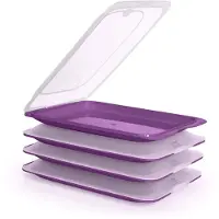 OEM Hoogwaardige vleeswarendozen, set van 4, ruimtebesparend stapelbaar (stapelbare dozen) / bewaardozenset voor vleeswaren met geïntegreerde serveerschaal. Foodcenter koelboxen