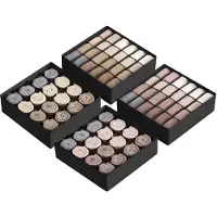 Songmics Ondergoedorganizerset van 4, 80 compartimenten (2x16 + 2x24), opvouwbare lade-organizer, garderobekastsysteem, opbergdozen, sokken, ondergoed, stropdassen, inktzwart RUS011B01