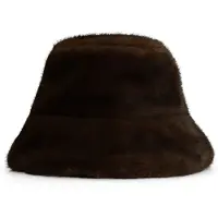 Manfield Bruine bucket hat van faux fur | Maat adult