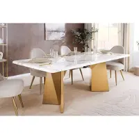Invicta Design eettafel EXTRAVAGANCIA 200cm wit marmer metaal geborsteld champagne goud - 45929