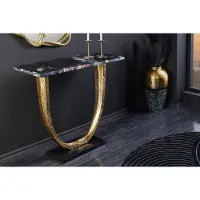 Invicta Handgemaakte wandtafel OMEGA 80cm zwart marmer goud metaal - 44851