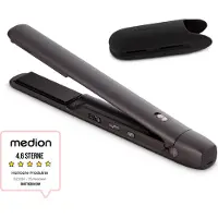 Medion HS2 Snoerloze stijltang met display (temperatuur- en batterij-indicator, 5 instelbare warmtestanden, flexibele keramische/tourmaline verwarmingsplaten met temperatuursensor, stijltang) wit