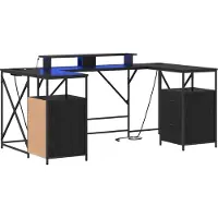 vidaXL Bureau Zwart Eiken Bewerkt hout 182 x 101 x 87,5 cm