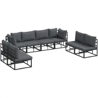 vidaXL Tuinbank Set 8 st Zwart Aluminium