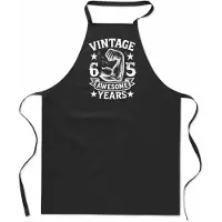 Mijncadeautje Vintage Awesome ** years - Keukenschort - kookschort - 100% katoen - BBQ - verjaardag en feest - cadeau - kado - unisex - zwart - leeftijd - 65