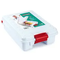 Plastic Forte Lege EHBO-koffer / Verbanddoos – Kunststof – 4 Vakken – 26 x 35 x 10 cm – Wit met Rode Sluiting