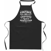 Mijncadeautje Keukenschort - Schort - BBQ schort - unisex - zwart - 100% katoen - Vintage Limited Edition Aged to Perfection - verjaardag en feest - Geboortejaar 1951