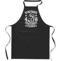 Mijncadeautje Vintage Awesome ** years - Keukenschort - kookschort - 100% katoen - BBQ - verjaardag en feest - cadeau - kado - unisex - zwart - leeftijd - 48