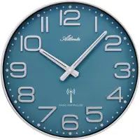 Atlanta 4539/19: Funkwekker voor aan de muur, zilverkleurig/blauw