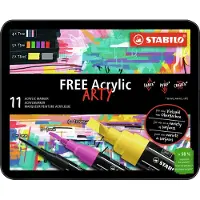 Stabilo FREE - Acryl Marker - Start Set - 11 Acryl Markers - 3 Verschillende Tip Sizes