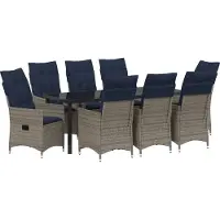 vidaXL Tafel en stoelen set 9 st Grijs PE Riet