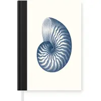 MuchoWow Notitieboek - Schrijfboek - Blauw - Schelp - Spiraal - Notitieboekje klein - A5 formaat - Schrijfblok