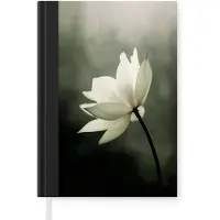 MuchoWow Notitieboek - Schrijfboek - Wit - Lotus - Donker - Bloem - Notitieboekje klein - A5 formaat - Schrijfblok