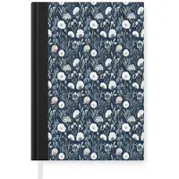 MuchoWow Notitieboek - Schrijfboek - Chic - Bloemen - Wit - Blauw - Notitieboekje klein - A5 formaat - Schrijfblok