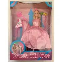 Evora Prinsessenpop met Paard – Inclusief Haaraccessoires en Kam – 30 cm Pop & 25 cm Paard – Speelset voor Kinderen vanaf 3 Jaar