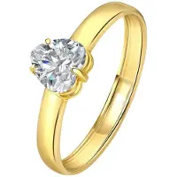 Lucardi Dames Ring hartvorm zirkonia - Ring - Cadeau - 14 Karaat Goud - Geelgoud