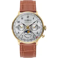 Zeppelin Analoog horloge 'Damenuhr LZ129 Hindenburg' bruin / zilver / wit