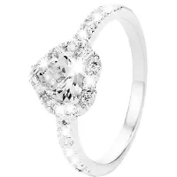 Lucardi - Zilveren ring hart met zirkonia