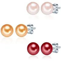 Valero Pearls Oorbellen donkeroranje / rosa / bloedrood / zilver
