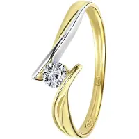Lucardi Bicolor gouden ring met zirkonia