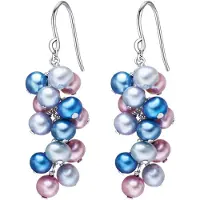 Valero Pearls Oorbellen blauw / roodviolet / zilver