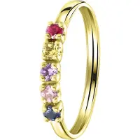 Lucardi Ring blauw / goud / lila / pitaja roze