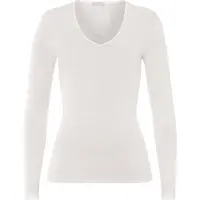 Hanro Slim fit onderhemd met lange mouwen van een mix van wol en zijde