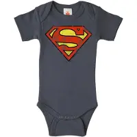 Logoshirt Superman Logo DC Comics Logoshirt baby romper grijs blauw - Logoshirt - 98/104