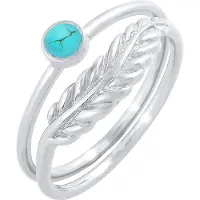 Elli Ring 'Feder' turquoise / zilver