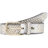 B.belt Studded riem leer 100 cm grijs