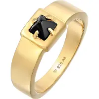 KUZZOI - KUZZOI Ringen Solitaire heren piramide massief met onyx edelsteen in 925 sterling zilver Heren