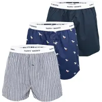Happy Shorts Boxershorts navy / nachtblauw / grijs / wit