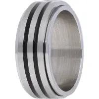 Lucardi Ring zwart / zilver